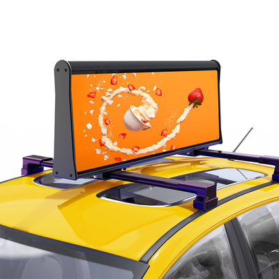 CE ROHS FCC Car Top Led Display หน้าจอโฆษณารถแท็กซี่สีเต็มรูปแบบ
